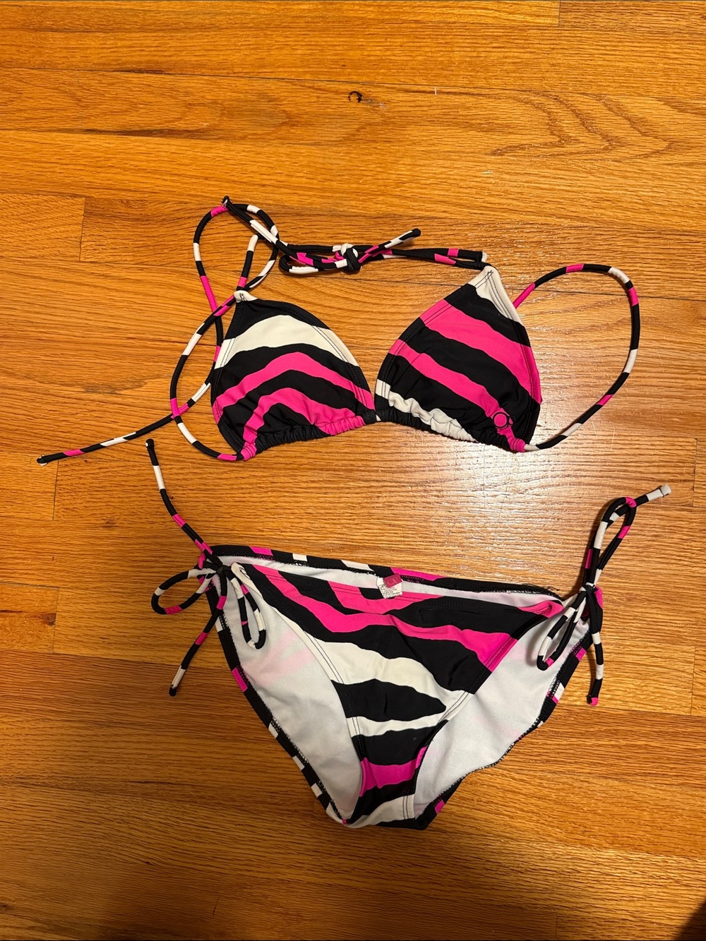 OP Women's Bikini Set in Black, White & Hot Pink